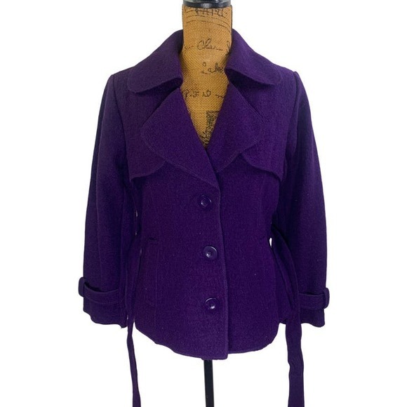 SANDRO Wool Structured VNeck Collared Belted Button Front Business Office Blazer - Picture 4 of 13